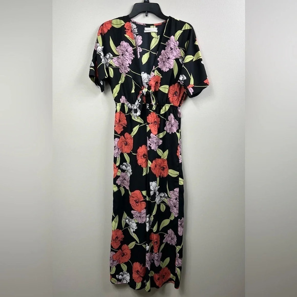 URBAN Outfitters short sleeve overall romper long pant floral bodysuit Sz XS-TP - Picture 1 of 8